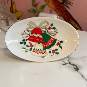 Vintage Christmas Porcelain Soap Dish Holder by Ames Holly and Berry
